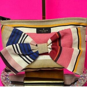 Kate Spade Striped Bow Clutch GUC